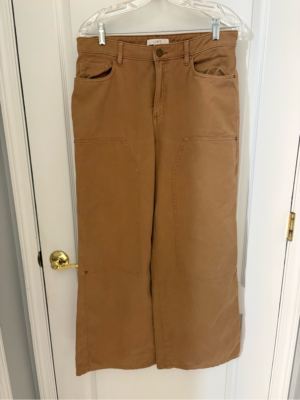 LOFT Wide-Leg Utility Jeans in Camel Brown